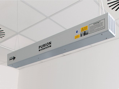 instal.lació de làmpades UV-C-PURION® per desinfectar l'aire amb sistemes autònoms